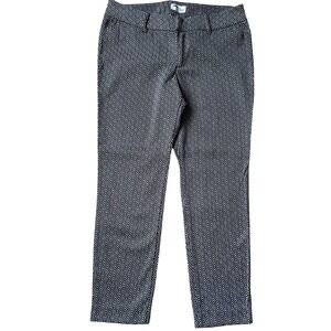 Old Navy The Diva Skinny Ankle Pants Black White Geometric Diamond Print Size 8